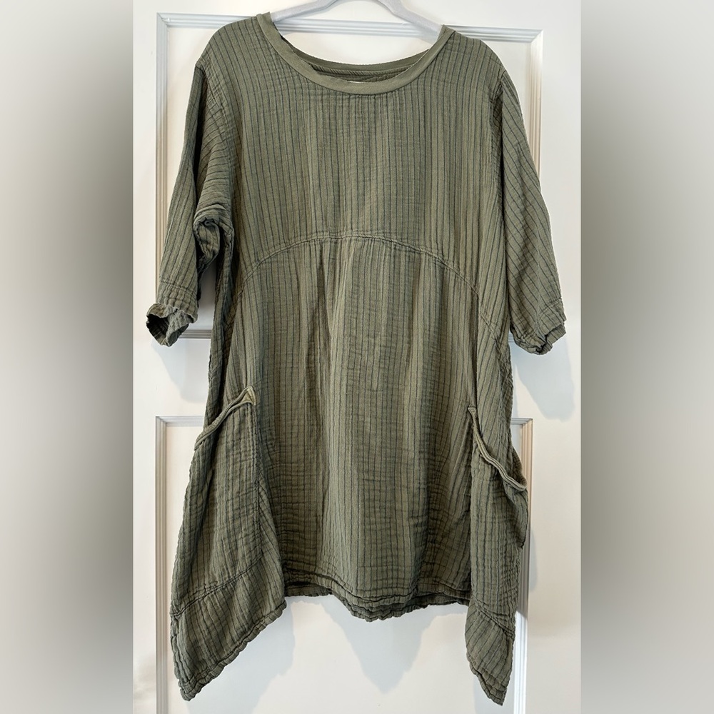 Blue Fish Seaside Striped Tunic in Seaweed